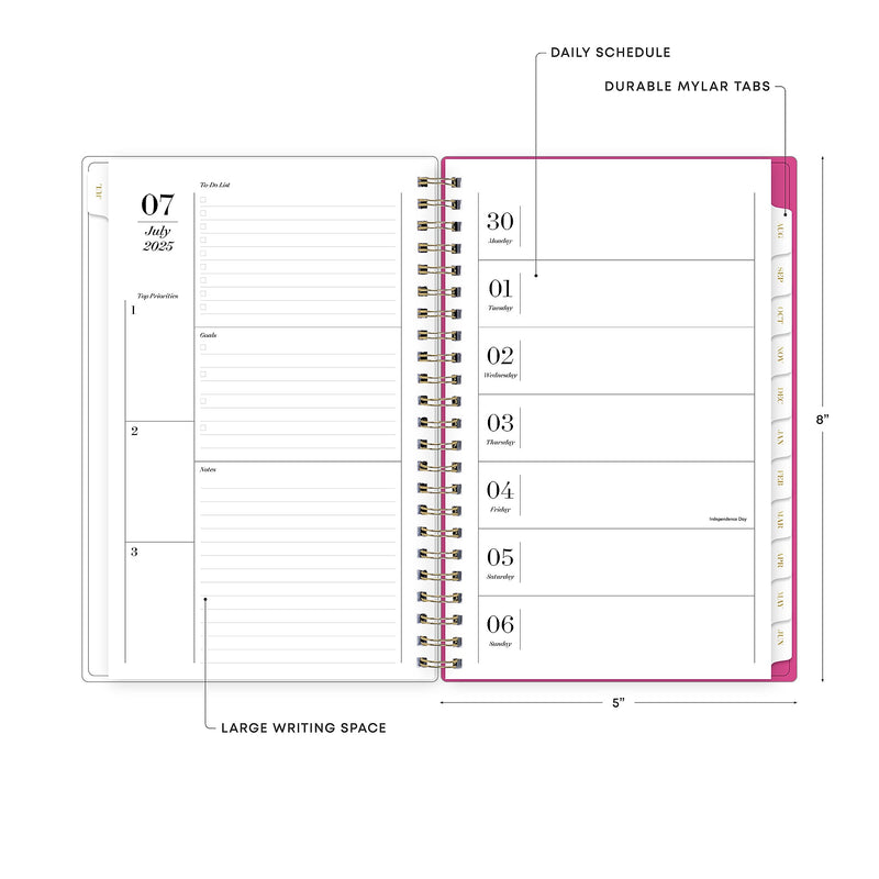 2025-2026 Blue Sky Sincerely Jules Helenora 5" x 8" Academic Weekly & Monthly Planner, Plastic Cover, Multicolored (155329)