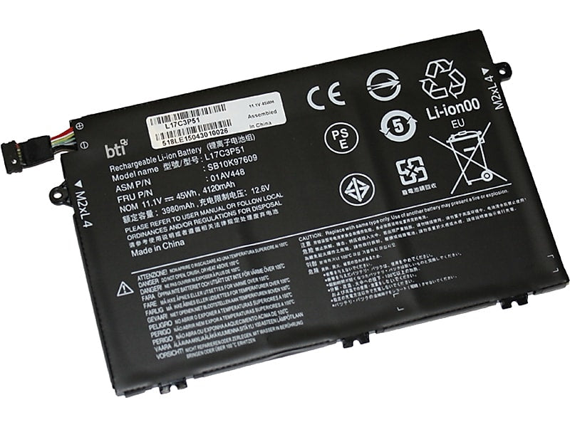 Battery Technology Li-Ion Replacement Battery for Lenovo ThinkPad, 4050mAh (L17C3P51-BTI)