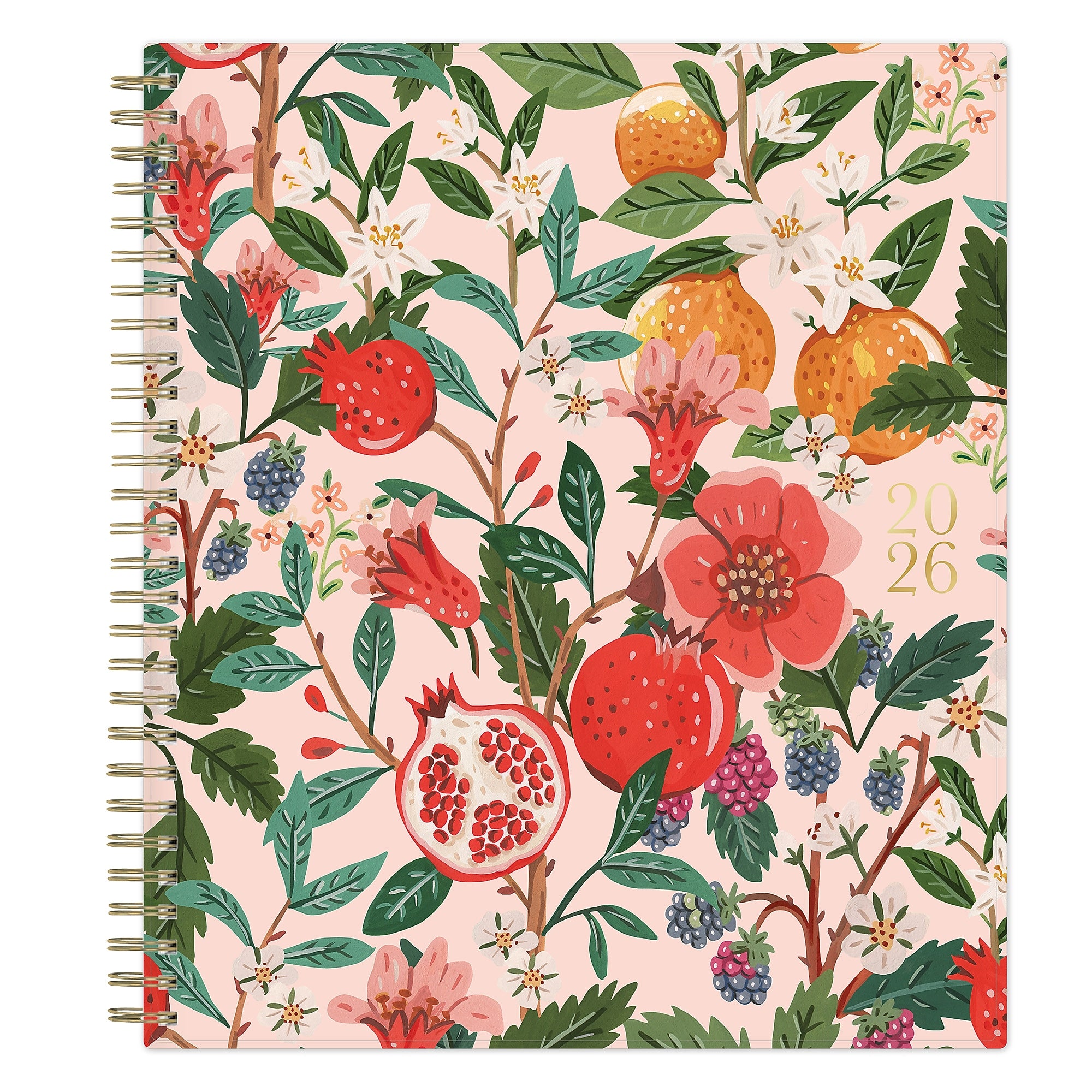 2026 Blue Sky Bespoke Letterpress Pomegranate Blush 8" x 10" Calendar Year Monthly Planner, Faux Leather Cover (156221)