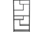 Household Essentials Jamestown 65" 6-Shelf Bookcase, Black Oak/Black Laminate/Steel (8181-1)