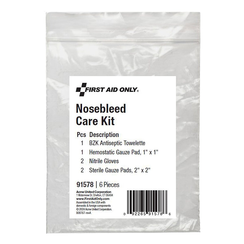 First Aid Only Nosebleed Care Kit, 6 Pieces, 25 Packs/Carton (91578)