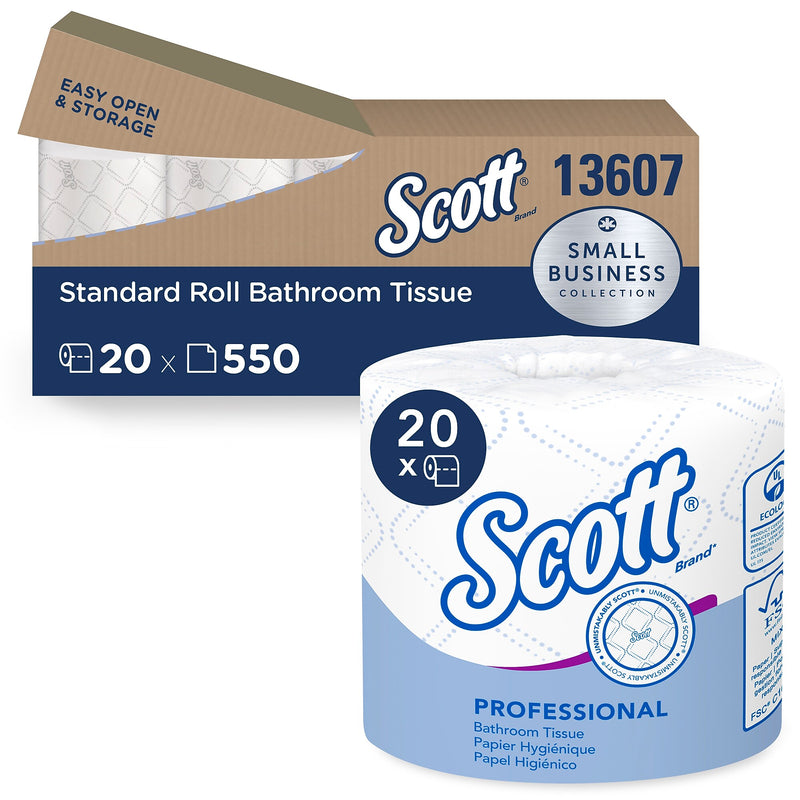 Scott Essential Recycled Toilet Paper, 2-ply, White, 550 Sheets/Roll, 20 Rolls/Case (13607)