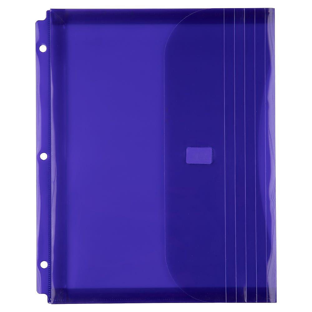 JAM Paper Poly Binder Pocket, 3-Hole Punched, Purple, 12/Pack (218VB1PU)
