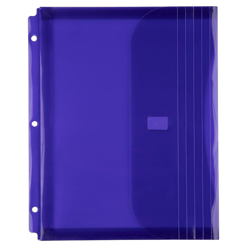 JAM Paper Poly Binder Pocket, 3-Hole Punched, Purple, 12/Pack (218VB1PU)