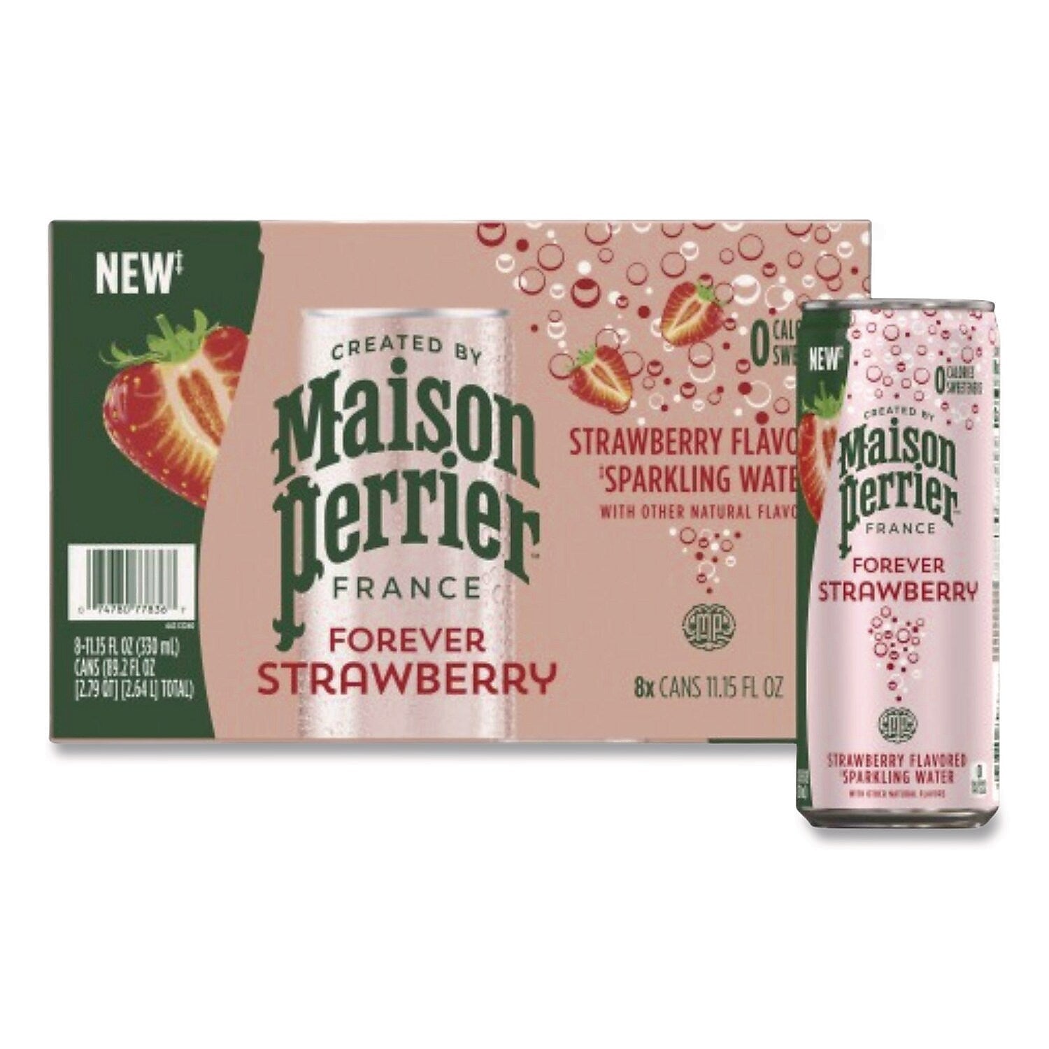 Maison Perrier Forever Strawberry Flavored Sparkling Water, 11.15 oz., 8 Cans/Box (12575227)