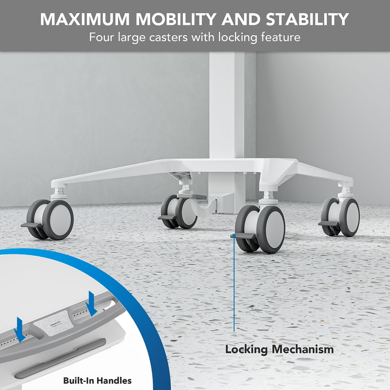 Mount-It! MedHub Mobile Medical Cart Workstation with Tablet Mount and Locking Caster Wheels, White/Grey (MI-16018)