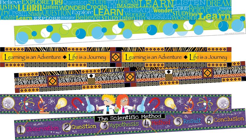 Barker Creek Double-Sided Border Set, 35" x 3", Learning, 3 designs, 36/Set (4046)