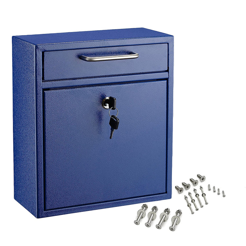 AdirOffice Steel Indoor/Outdoor Interoffice Drop Box Mailbox, Medium, Blue (631-05-BLU-PKG)