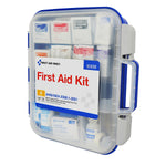First Aid Only ReadyCare Plastic First Aid Kit with Medication, ANSI 2021 Class A, 50 People, 238 Pieces, Clear/Blue (90698)