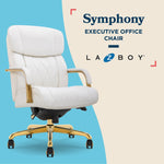 La-Z-Boy Symphony Ergonomic Bonded Leather Swivel Executive Chair, White and Gold (CCHR10013A)