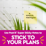 Post-it Super Sticky Notes, 3" x 5", Canary Collection, 90 Sheet/Pad, 12 Pads/Pack (65512SSCY)
