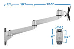 Mount-It! Modular Mount Adjustable Monitor Arm, Up to 27" Monitors, Gray/Silver (MI-33114)
