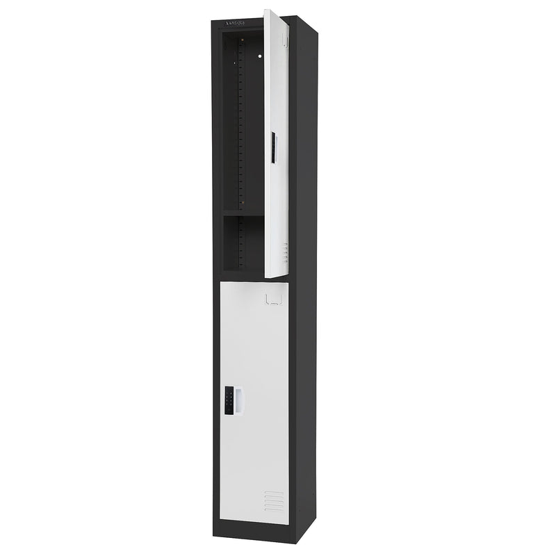 AdirOffice 72"H 2-Tier Black/White Storage Locker (ADI629-202-B-W-DL)