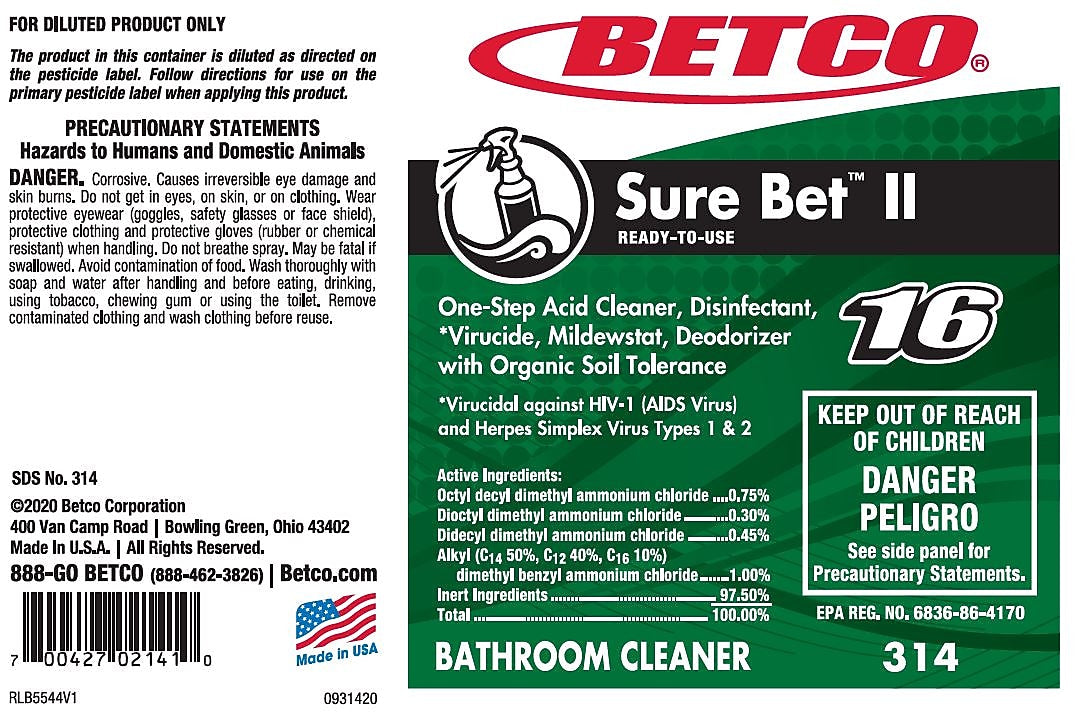 Betco Sure Bet II Secondary Label, 24/Pack (3149090)