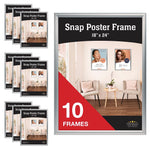Excello Global Products Poster Holder, 18" x 24", Wall Mounted, Silver Aluminum, 10/Pack (EGP-SF-1824-CP)