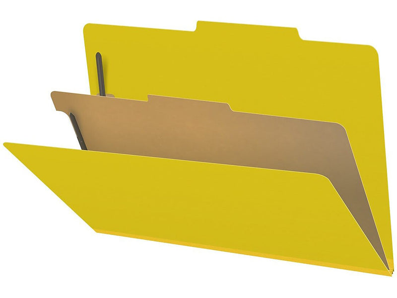 Medical Arts Press Pressboard Classification Folder, 1 Divider, 2" Expansion, Legal Size, Yellow, 10/Box