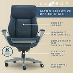 La-Z-Boy Alton Ergonomic Bonded Leather Swivel Executive Chair, Blue (60029-DS)