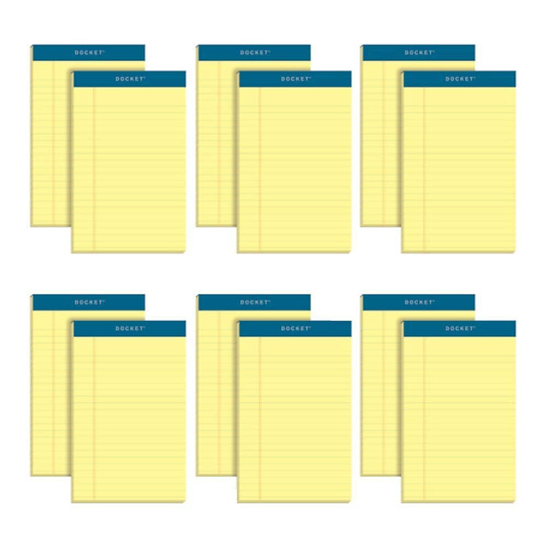TOPS Docket Notepads, 5" x 8", Narrow Ruled, Canary, 50 Sheets/Pad, 12 Pads/Pack (TOP 63350)