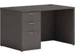 HON Mod 48"W Single-Pedestal Desk, Slate Teak (HLPLDS4830BBFLS1)