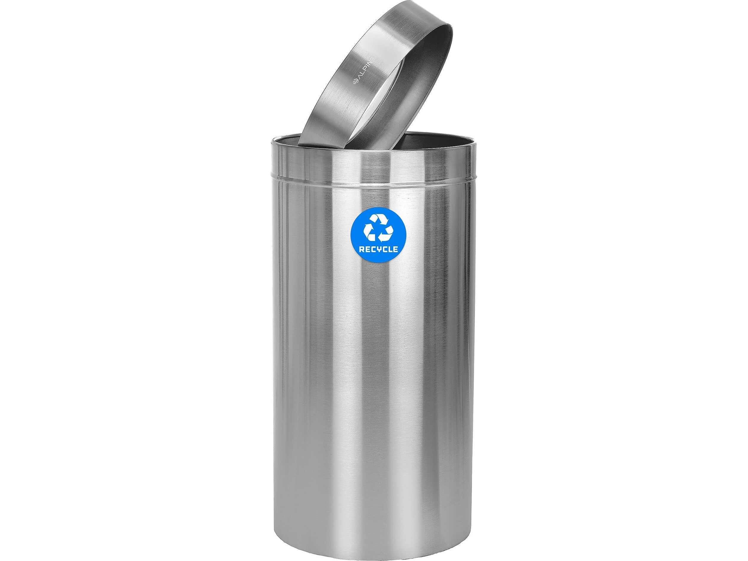 Alpine Industries Stainless Steel Recycling Bin, 27 Gallon, Silver (ALP475-27-R)