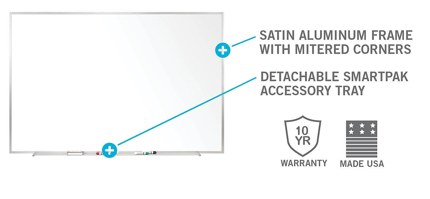 Ghent M2 Porcelain Dry-Erase Whiteboard, Aluminum Frame, 4'H x 7' 4"W (M2-47-4)