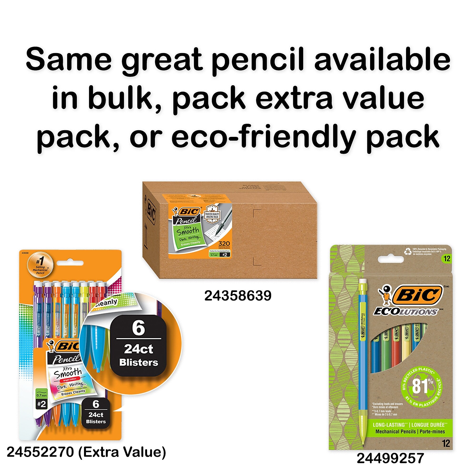BIC Xtra Smooth Mechanical Pencils, 0.7mm, #2 Medium Lead, Dozen (90085/MP11)