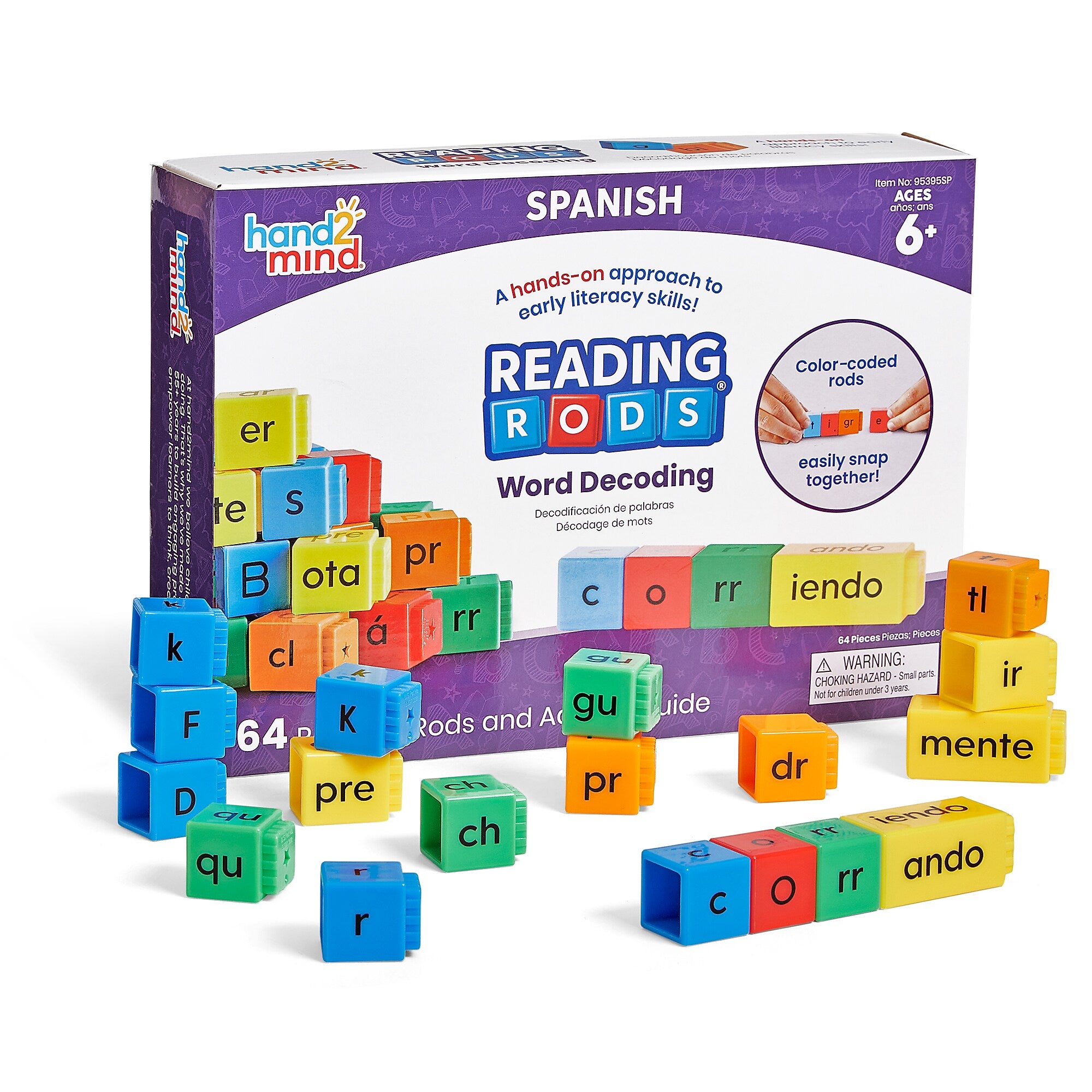 hand2mind Reading Rods Word Decoding in Spanish, Assorted Colors (95395SP)