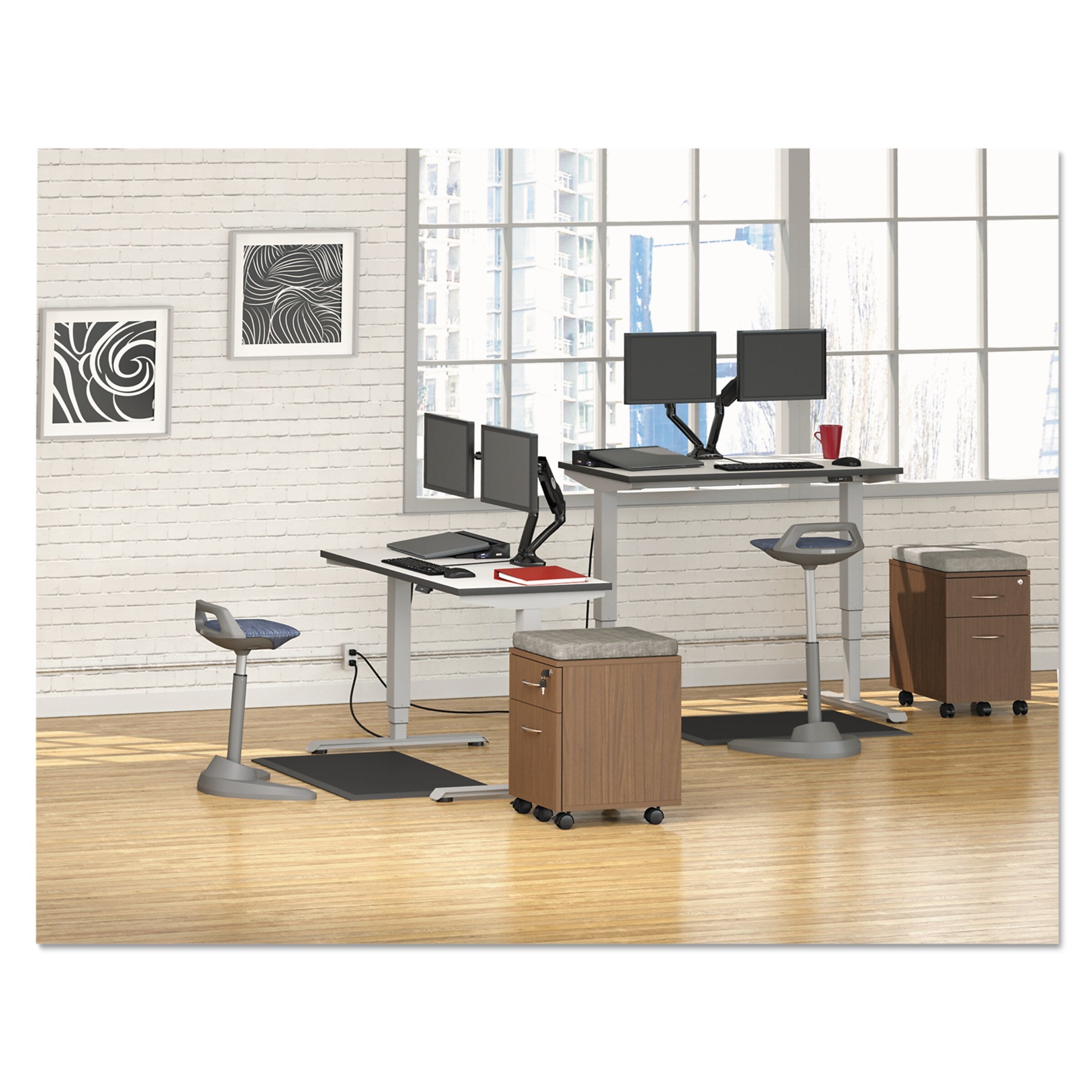 Alera® 3-Stage Electric Adjustable Table Base w/Memory Controls, 25? to 50 3/4?H, Gray