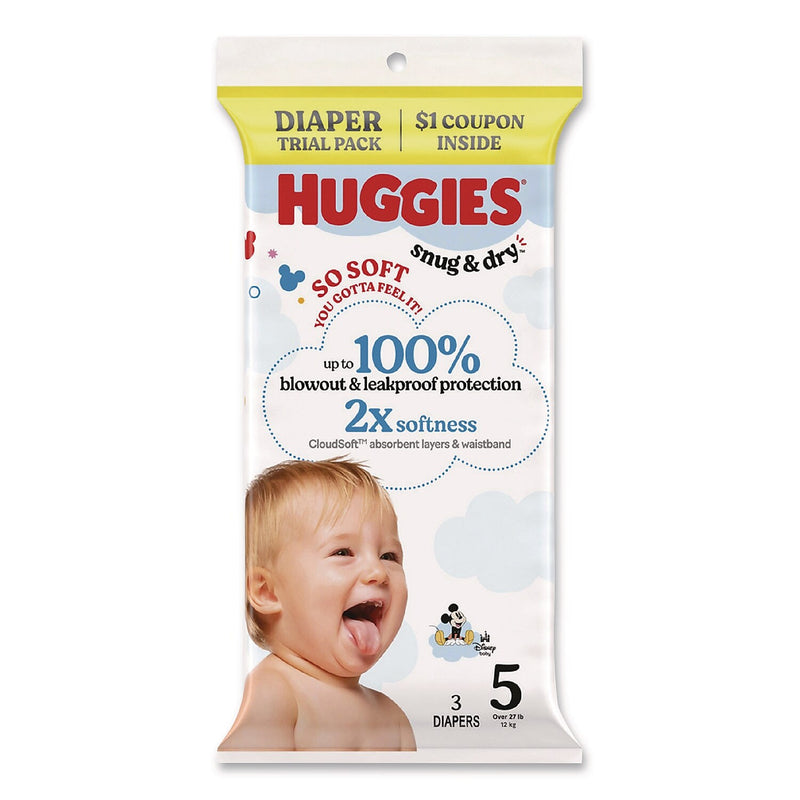 Huggies Snug and Dry Diapers, Size 5, 3 Diapers/Pack, 30 Packs/Carton (57031)