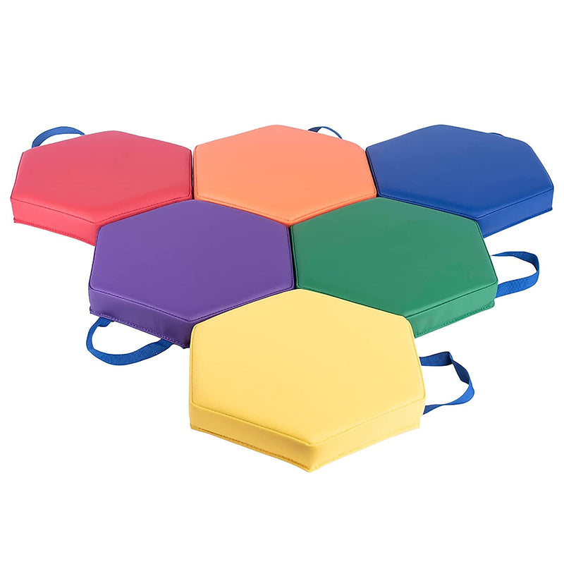 Bintiva Color Coded Vinyl Floor Cushions, Hexagon, Set of 6 (BNVSCVHEXX6)