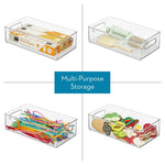 iDESIGN Stackable Plastic Storage Bin, 4" x 14.6"x 8", Clear, 6/Pack (29007M6)