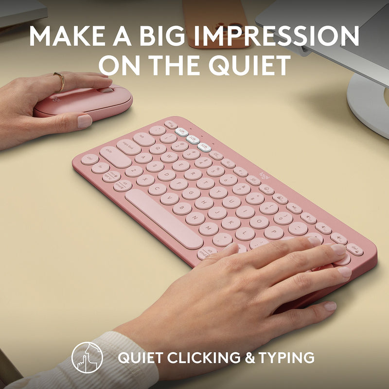 Logitech Pebble 2 Wireless Keyboard and Optical Mouse Combo, Tonal Rose (920-012199)