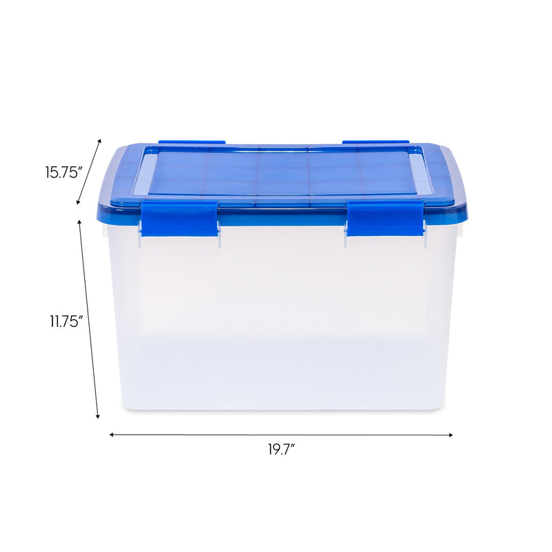 Iris WeatherPro 47 Quart Storage Bin with Latching Lid, Plastic, Clear, 4/Pack (500139)