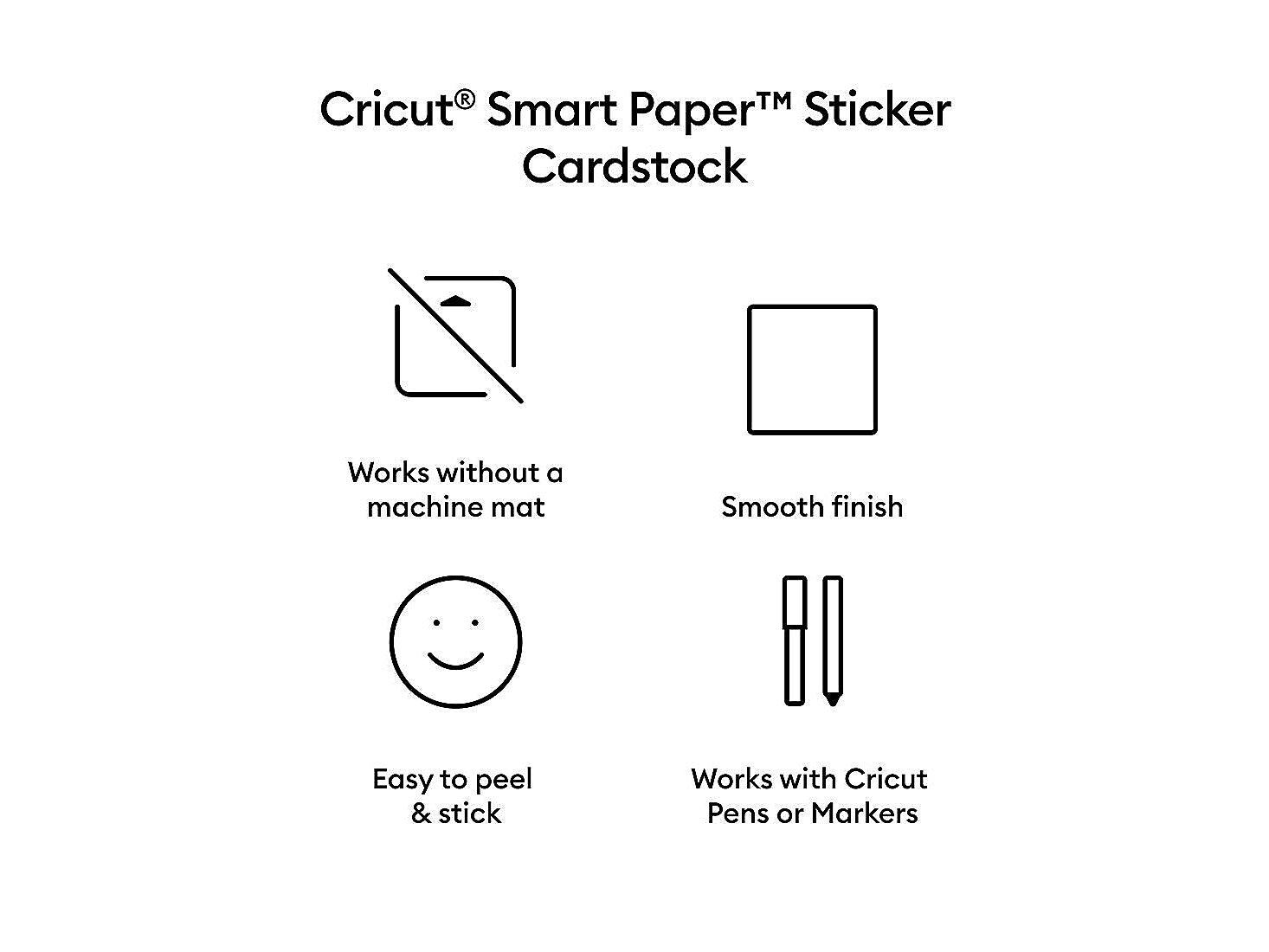 Cricut Smart Paper Die Cutting Sticker Cardstock Sampler, Assorted Colors, 20 Sheets/Pack (2009598)