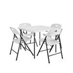 Cosco 36" Square Folding Table and Chairs, White, 5/Carton (37583WSP1E)