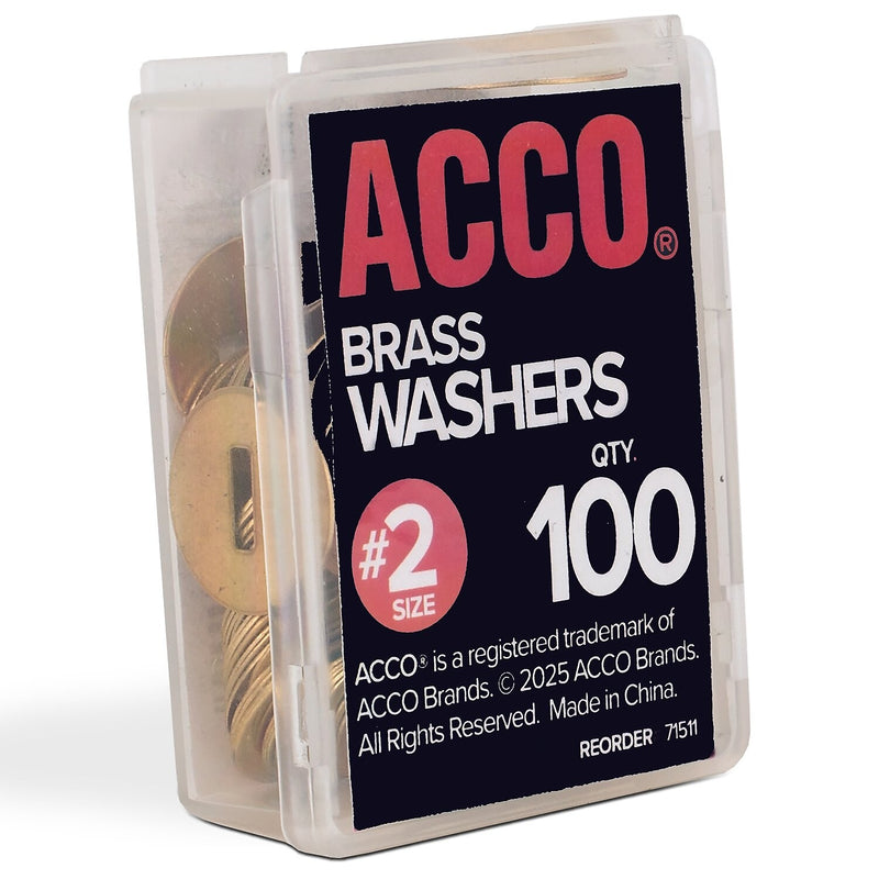 ACCO Washers, 15/32", Brass, 100/Box (ACC71511)