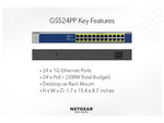 Netgear 24-Port Gigabit Ethernet High-Power PoE+ Unmanaged Switch, Gray (GS524PP-100NAS)