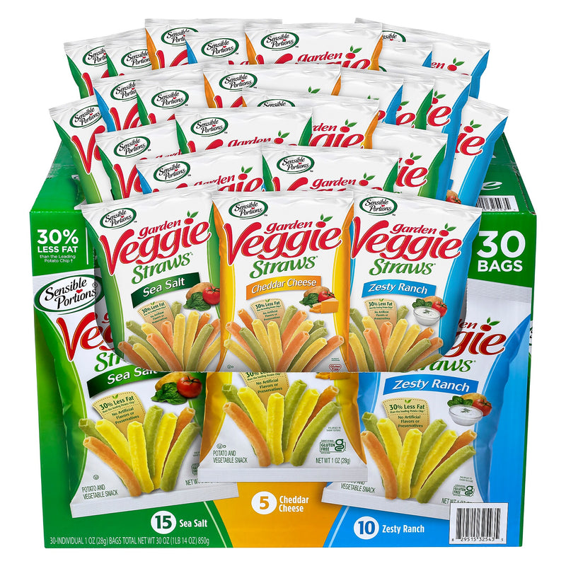 Sensible Portions Variety Vegetable Straws Chips, 1 oz., 30 Bags/Pack (220-00413)