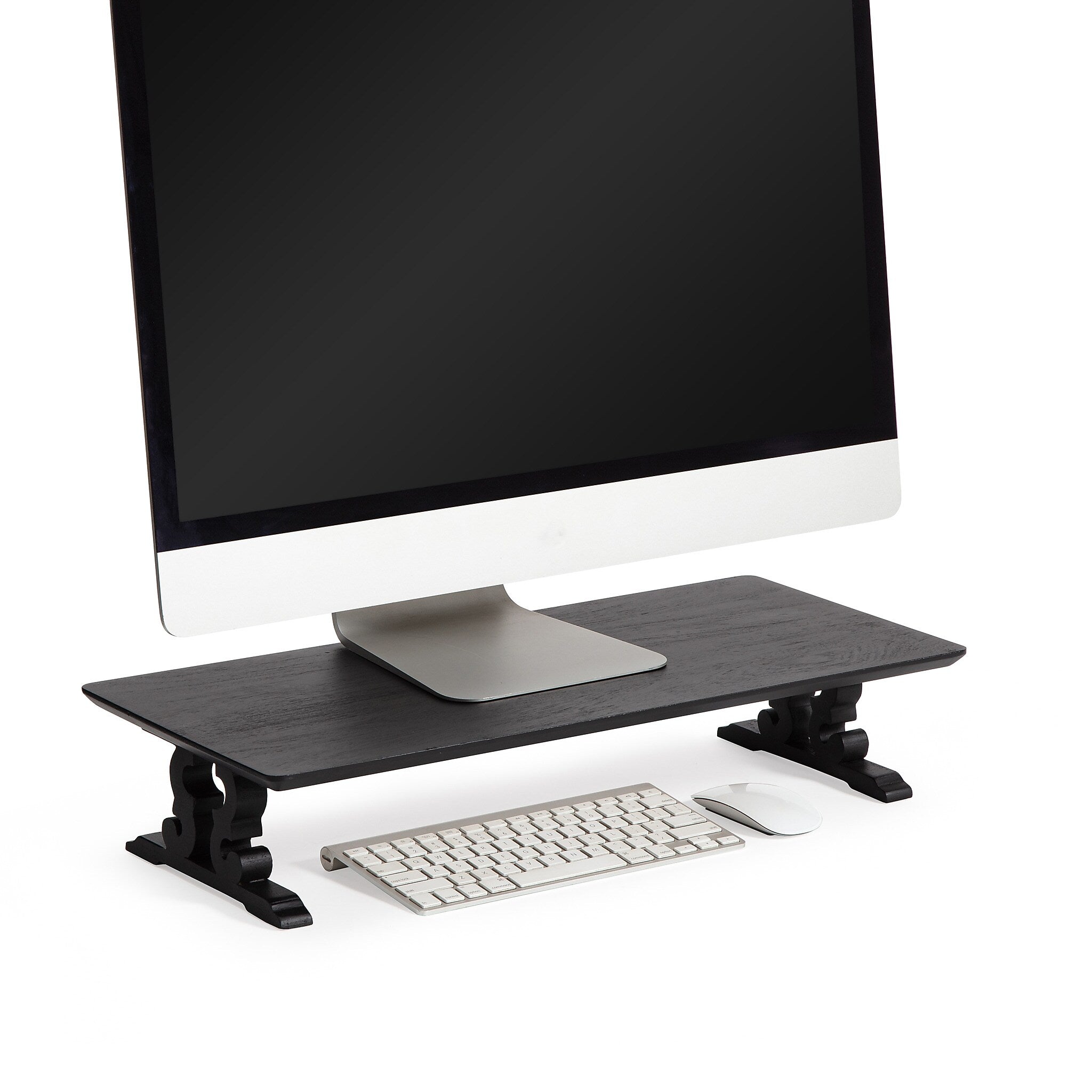 Anji Mountain Acacia Wood Monitor Stand, Up to 32" Monitor, Black (MS-BLK-02BLK)