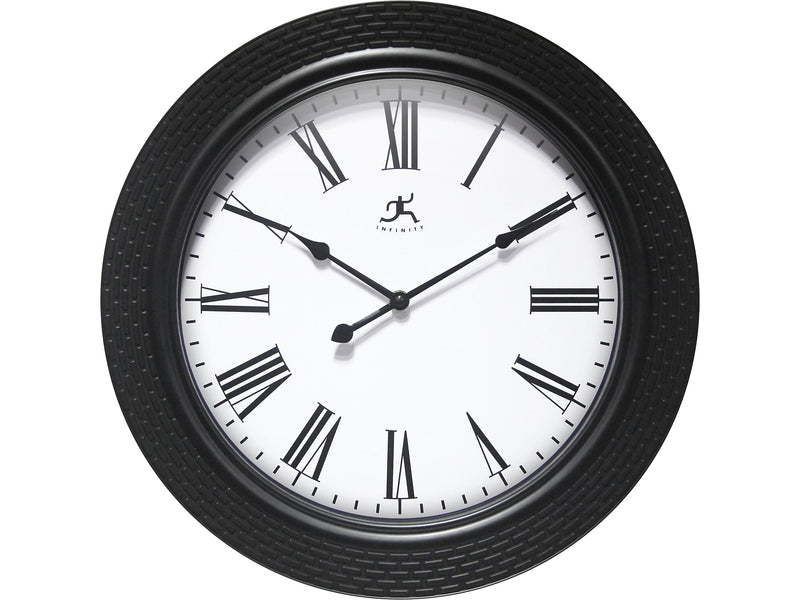 Infinity Instruments Roman Weave Wall Clock, 16"Dia. (20307BK-4545)