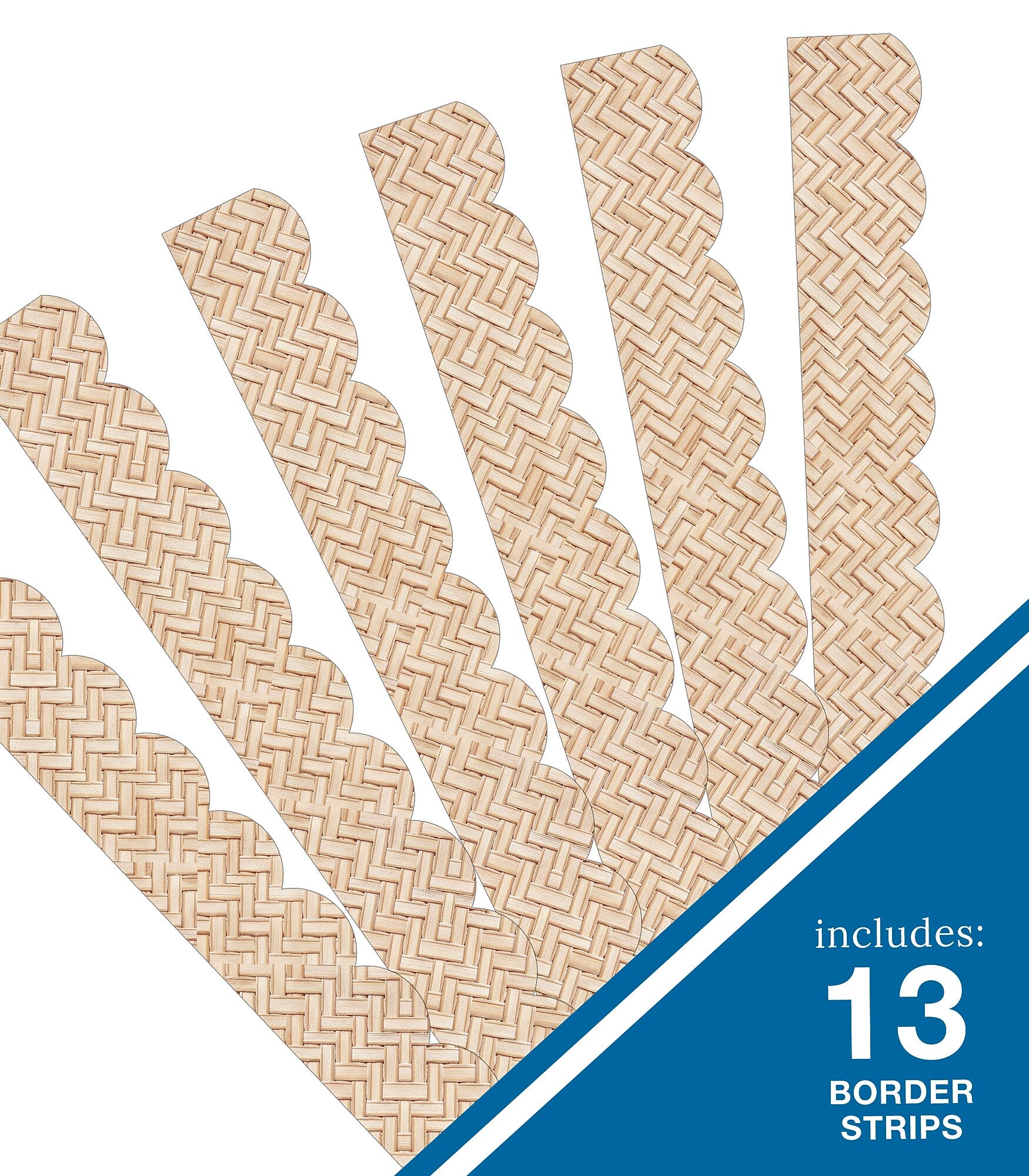 Carson Dellosa Woven Bamboo Scalloped Borders, 13 Strips (108523)