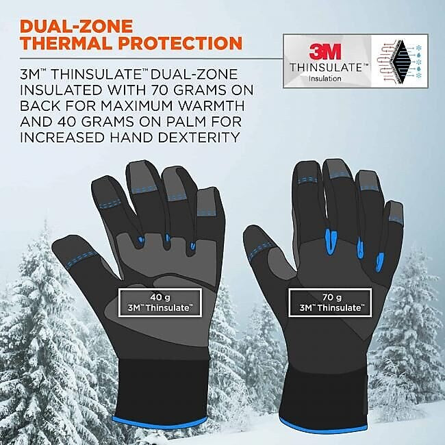 ProFlex 818WP Performance Thermal Waterproof Utility Gloves, Black, Large (17384)