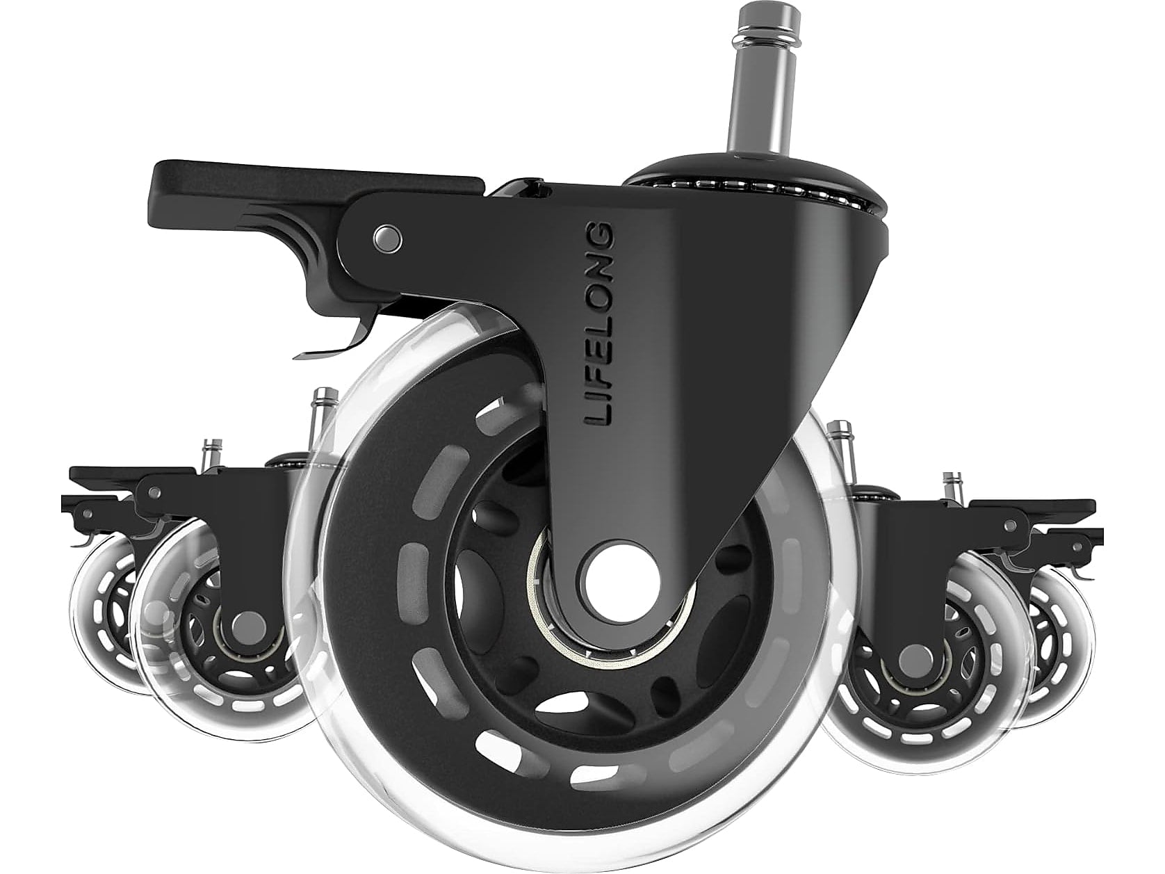 Lifelong Wheels Chair Caster, Clear/Black, 5/Set (B0B8LD3VSW)
