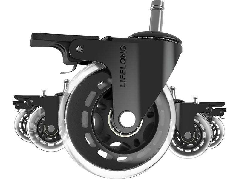 Lifelong Wheels Chair Caster, Clear/Black, 5/Set (B0B8LD3VSW)