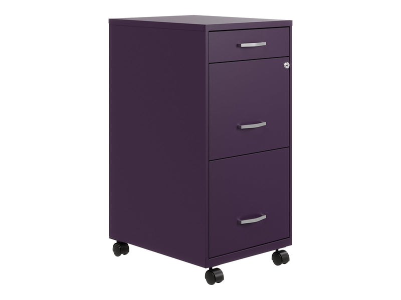 Space Solutions SOHO Organizer 3-Drawer Mobile Vertical File Cabinet, Letter Size, Lockable, Midnight Purple (25285)
