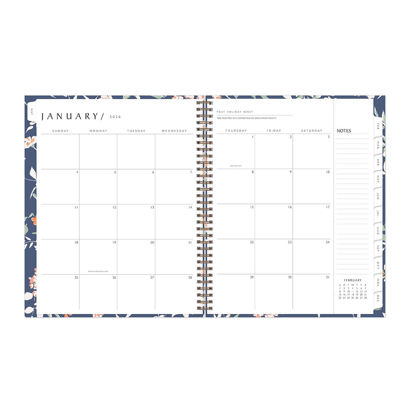 Sustainability Planning Calendar BSS Effie Textured Folded Artcard 8.5x11 RY26 Wkly/Mthly Safety Wirebound -