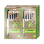BIC® ReVolution Clic Stic Ballpoint Pen, Retractable, Medium 1 mm, Black Ink, Translucent Frost/Black Barrel, 48/Pack