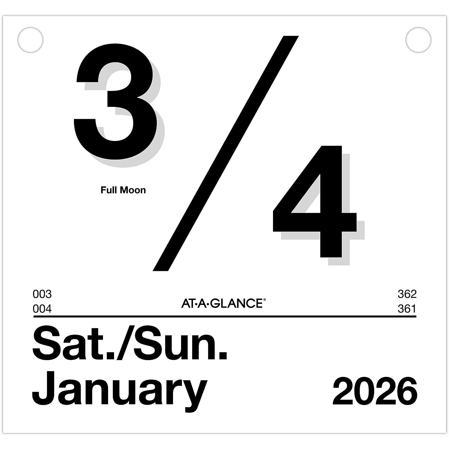2026 AT-A-GLANCE Today Is 8.5" x 8" Daily Calendar Refill Pages, White/Black (K4-50-26)