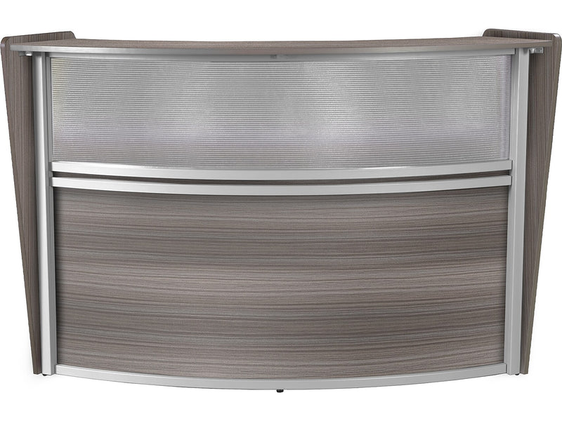 Regency Marque 72"W Curved Reception Desk Workstation, Driftwood Gray (77310GY)