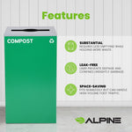 Alpine Industries 29 Gallon Indoor Steel Compost Bin with Mixed Open Lid, Green (4450-GRN-M-COM)